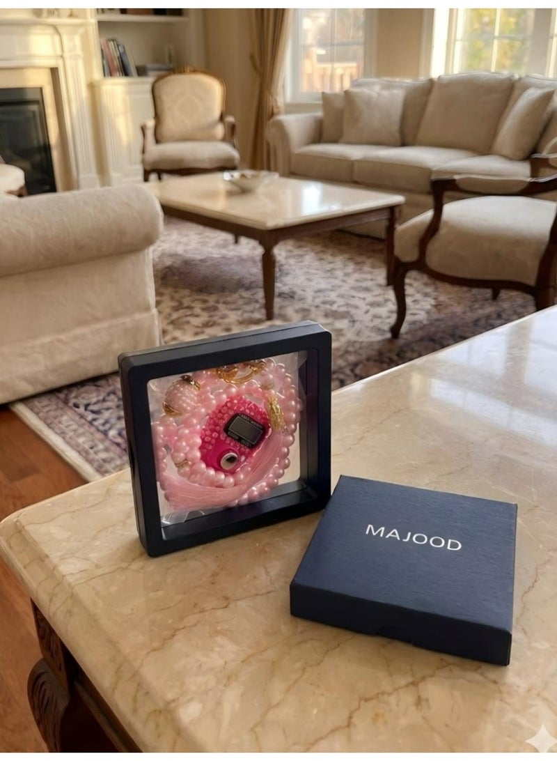 MAJOOD 1 Set of 99 resin imitation pearl prayer beads 8mm  and an electronic counter, packaged in a gift box. - Image 2